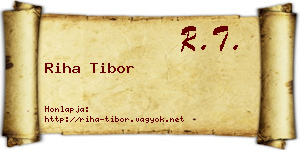 Riha Tibor névjegykártya